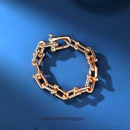 High grade designer for Tifancy V Gold High Version Horseshoe Buckle Smooth Rose Gold Bracelet and Style Original 1to1 With Real Logo