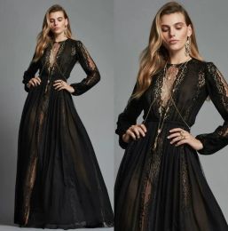 Zuhair Murad Evening Dresses Elegant Long Sleeves Lace Appliques Prom Gowns Floor Length Plus Size Special Occasion Dress