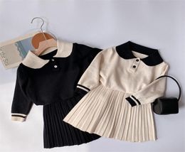 Set di abiti da ragazza set 2020 Autunno Kid manica lunga maglia a maglia calda maglione maglione 2 pezzi vestiti per bambini7197031