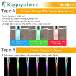 =(K)= LED Water Faucet Temperature Sensor Water Head Shower RGB Colour Faucet Aerator Water Faucet Tap Hose Lamp LED For Kitchen