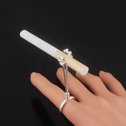 Funny Cigarette Hand Holder Smoking Ring Rack Vintage Rose Flower Metal Finger Clip Smoke Cool Gadgets For Men Smoker Tools