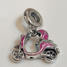 Pink Scooter Charm 925 Sterling Silver Odpowiedni na urok koralików Bransoletka biżuteria 791057c01 Modna prezent Urok