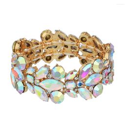 Bangle Womens AB Coloured Rhinestone Elastic Bracelet Glass Bangles Bride Party Jewellery