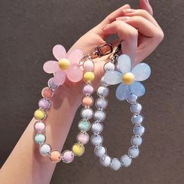 1Pc Colorful Flower Beaded Mobile Phone Charm Strap Chain Lanyard Women Girl Jewelry Phone Holder Beads Pendant new