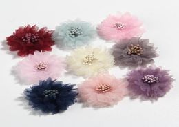 50PCS 4CM 15quot Small Chiffon Fabric Flower For Hair Accessories Artificial Hair Flowers For Dress Wedding Bouquet Decoration1525662