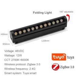 Zigbee Tuya Magnetic Track Light Fixture Spotlights Dimmable Ultrathin Rail Spot Led 48V Ceiling Lamps Folding Light