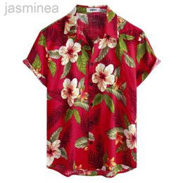 Men's Casual Shirts Mens Casual Hawaiian Floral Shirts 3D Full Print Short Sleeve Button Down Tropical Beach Shirts For Men Camisa Manga Masculina 2449