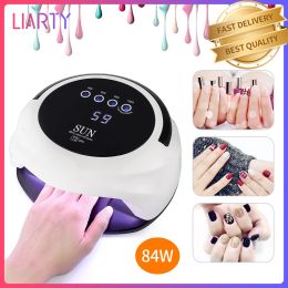 Dryers Liarty 84W Uv Lamp Nail Dryer Gel LED Lamp with 42Pcs Beads HandHeld Design Easy Carry 30/60S/90/120S Time Set Ice LED Gel Lamp