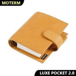 Envelopes Moterm Full Grain Veg Tan Leather Pocket Luxe 2.0 Rings Planner A7 Notebook with 30mm Rings Agenda Organizer Diary Journal