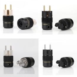P078E High Quality Schuko Power Plug EU Plug Hifi European plug Male Female Power Plug 24K Gold/Rhodium/Silver Plated HIFI diy