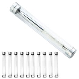 20Pcs Transparent Plastic Pen Holder Crystal Pen Cylinder Gift Box Tweezers Eyebrow Clip Universal Packaging Storage Boxes