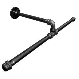 Reels Rack Clothes Garment Pipe Wall Clothing Hanger Iron Industrial Bar Hanging Rod Mount Mounted Vintage Wardrobe Coatmulti