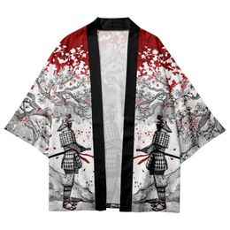 Japanese Samurai Fashion Sakura Print Kimono Traditional Casual Beach Cardigan Yukata Women Men Cosplay Haori Asian Clothing