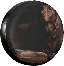 Brown Labrador Retriever Print Spare Tire Cover Waterproof Universal Wheel Cover Dust-Proof Tire Wheel Protector 14" 15" 16" 17"