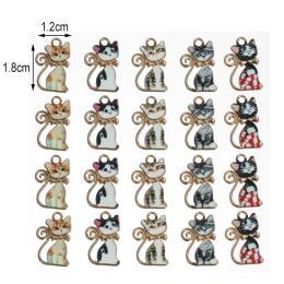 Trendy 10pcs/lot Mixed Cute Cat Charms Enamel Alloy Animal Pendant DIY Neckalces Earrings for Jewelry Making Accessories 18*12mm