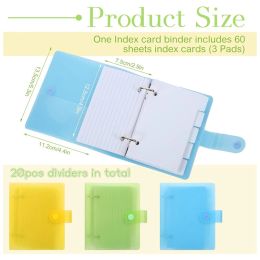 3 Pack Index Card Holder With Dividers, 60 Sheet Each, 3X5 Index Card Holder Index Card Organizer Binder Notebook