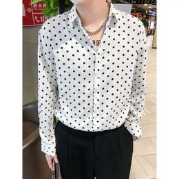 Men's Casual Shirts 2023 Men Spring Autumn New Casual Shirts Men Clothes Long Sleeve Slim Fit Blouses Ladies Polka Dot Single Breasted Shirts O185L2404