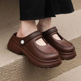 Women Chunky Platform Sandals Summer Soft Thick Sole Clogs Garden Shoes Woman Closed Toe Non-Slip Beach Slippers Lolita Sandals