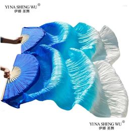 Stage Wear 1Pair/1Pc Imitation Silk Belly Dance Veil Fans Bamboo Ribs Handmade Dyed Performance Long Fan Dancing Drop Delivery Dhznn