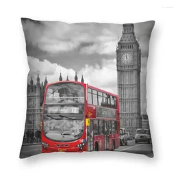 Pillow British London Classic Red Bus Covers Sofa Home Decor Pillowcase Retro England Scenery Square Throw Case 40x40