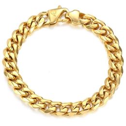 Davieslee 11mm Male Bracelet Cuban Curb Link Chain 316L Stainless Steel Bracelet for Men Boys Gold Silver Colour 8 9 inch DHB514251Y