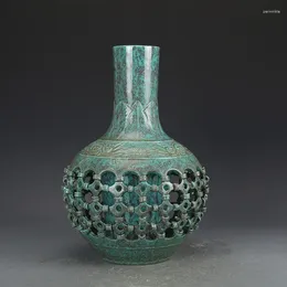 Vases Macchiato Art Qing Qianlong Porcelain Furnace Jun Glaze Hollow Vase Antique Collection