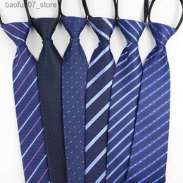 Neck Ties Zipper Lazy Mens Business Tie Free Dress Black Blue Navy Stripes 48 WeddingQ