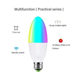 Tuya WiFi Smart LED Bulb E14 E27 B22 Candle Bulb Dimmable Voice Control Works With Smart Life Alexa Google Home Assistant