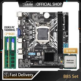 Motherboards B85 Motherboard LGA 1150 Set With Core i3 4150 Processor And 2*8GB=16GB DDR3 Memory Desktop Assembly Kit LGA1150 placa mae Kit