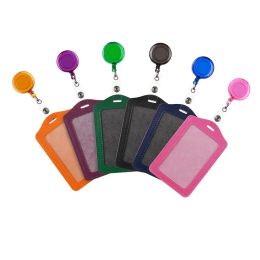 No Zipper ID Card Holder Badge Case with Retractable Reel Wholesale Transparent Protective Shell Worker Safety Tag Office Supply