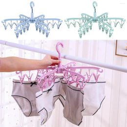 Hangers 24 Clips Sock Drying Rack Plastic Laundry Clothes Hanger Rotatable Dryer Convenient Folding