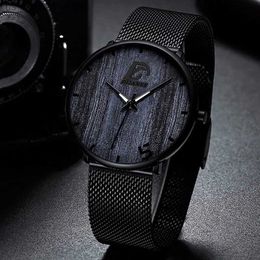 Wristwatches reloj hombre Mens Fashion Ultra Thin Minimalist es Men Business Stainless Steel Mesh Belt Quartz relogio masculino240409