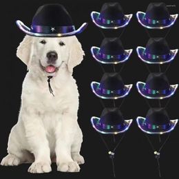 Dog Apparel Unique Patterned Pet Bandana Hat Festive Costume Adjustable Cowboy Set With Lights For Party Dogs