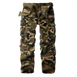 Men's Pants 2024 Men Camouflage Cargo Multi-pocket Tactical Combat Trousers Loose Cotton Outdoor Workwear Casual NO Belt