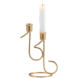Candle Holders Nordic Style Iron Golden Candlestick Geometric Decoration Simple Romantic Dining Table Decorations