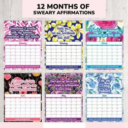 HOT-2X Funny Calendar For Mental Health 2024, Swear Inspirational Calendar 2024, Flower Calendar, Inspirational Calendar