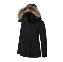 Women Trillium Femme Outdoors Fur Down Jacket Hiver Thick Warm Windproof Goose Down Coat Thicken Fourrure Hooded Jacket Manteaus D9062070