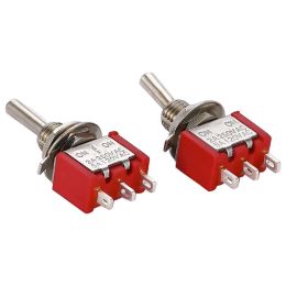 5Pcs Miniature Toggle Switch Single Pole Double Throw ON-OFF-ON /ON-ON 120VAC 6A 1/4 Inch Mounting MTS-102 103