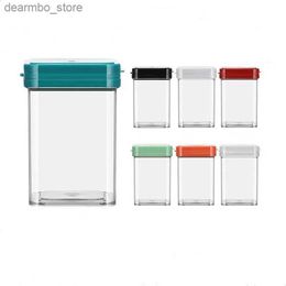 Food Jars Canisters Transparent Plastic Storae Tank Colourful Cap Square Canister Empty Clear Balm Wide Mouth Plastic Container Kitchen Supplie L49