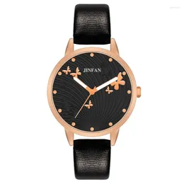 Wristwatches Elegant Simple Butterfly Design Dial Ladies Watches Women Fashion Luxury Dress Watch Casual Woman Quartz Leather Clock 2024
