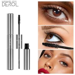 Mascara DEROL Double Head Mascara Natural Bushy Lengthen Black Lash Eyelash Fiber Mascara Waterproof Long-wearing Eye Beauty Makeup L49