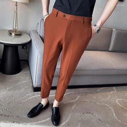 Men's Suits Brand Clothing Spring High Quality Suit Pants Male Slim Fit Fashion Casual Trousers Style Men Solid Colour