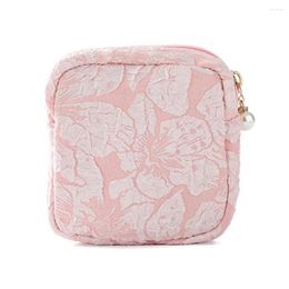 Storage Bags Stylish Toiletry Bag Flower Texture Napkin Large-capacity Travel Essential For Napkins Lipsticks Auntie Towels Mini