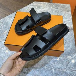 Summer Chypres Slide Designer Sandals Flat Slippers Fashion Leather Suede Platform Sandale Front Padded Favourite Black White Orange Green Yellow Luxury Shoes