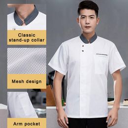 Chef Uniform Three-dimensional Cutting Chef Overalls Breathable Stain-resistant Chef Jacket for Kitchen Bakery Restaurant Short