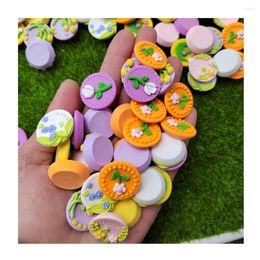 Decorative Flowers 22mm Round Kawaii Flatback Flower Plate Resin Cabochon Fit Phone Deco Parts DIY Hair Accessories Doll House Scrapbook