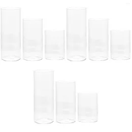 Candle Holders 9 Pcs Glass Cup Household Candles Small Holder Windproof Clear Cover Table Centerpiece