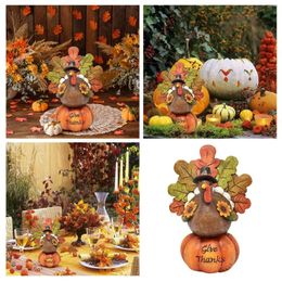 Decorative Figurines Pumpkin Turkey Table Ornament Home Decoration Thanksgiving Resin Christmas Ball