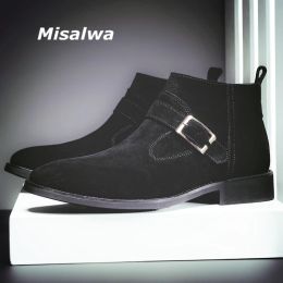 Boots Misalwa Spring/ Winter Suede Leather Men Boots Elegant Men Boots British Gentleman Office Shoes Brown Mens Boots Sand