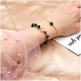 Charm Bracelets 2 Pcs/Set Handmade Natural Stone Tiger Eye Beads Bracelet For Women Boho Yoga Jewelry Birthday Party Gift Drop Deliver Dhgun